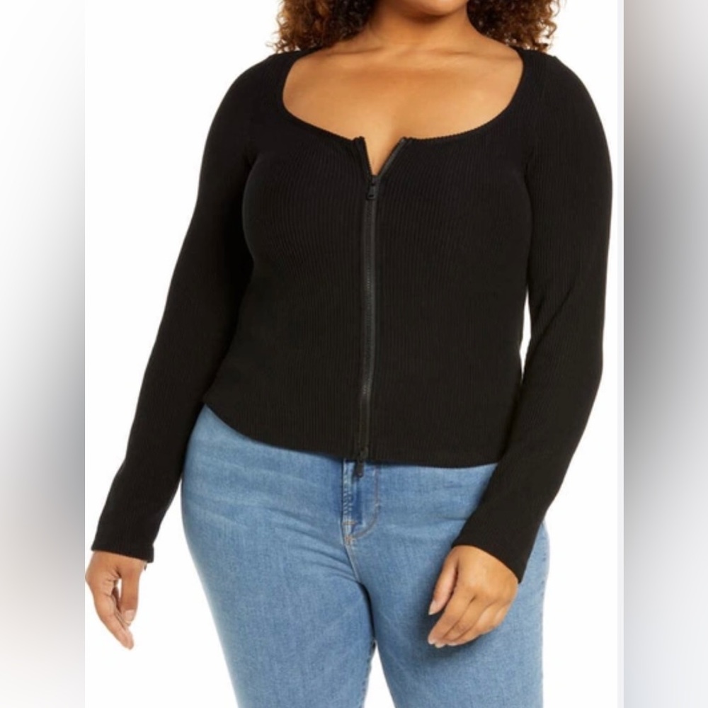 Good American Black Dramatic Zip Long Sleeve - Picture 2 of 11